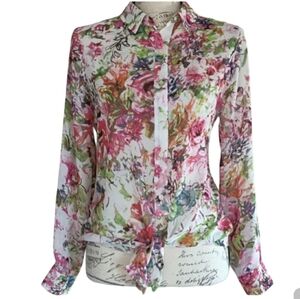 Liz Claiborne Sheer Floral Blouse.
